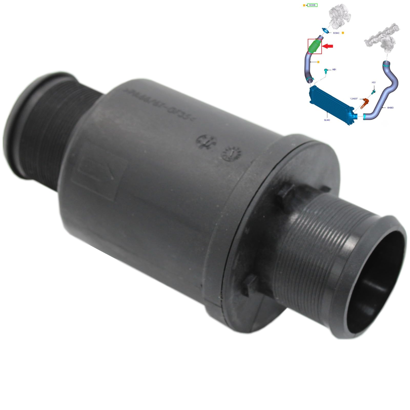 BIAREN Plastic Intercooler Turbo Hose Pipe for Ford Transit Mk7 Mk8 2.2 TDCI 2006 Onwards 2019953 1811809 CC116C646BL CC116C646BF