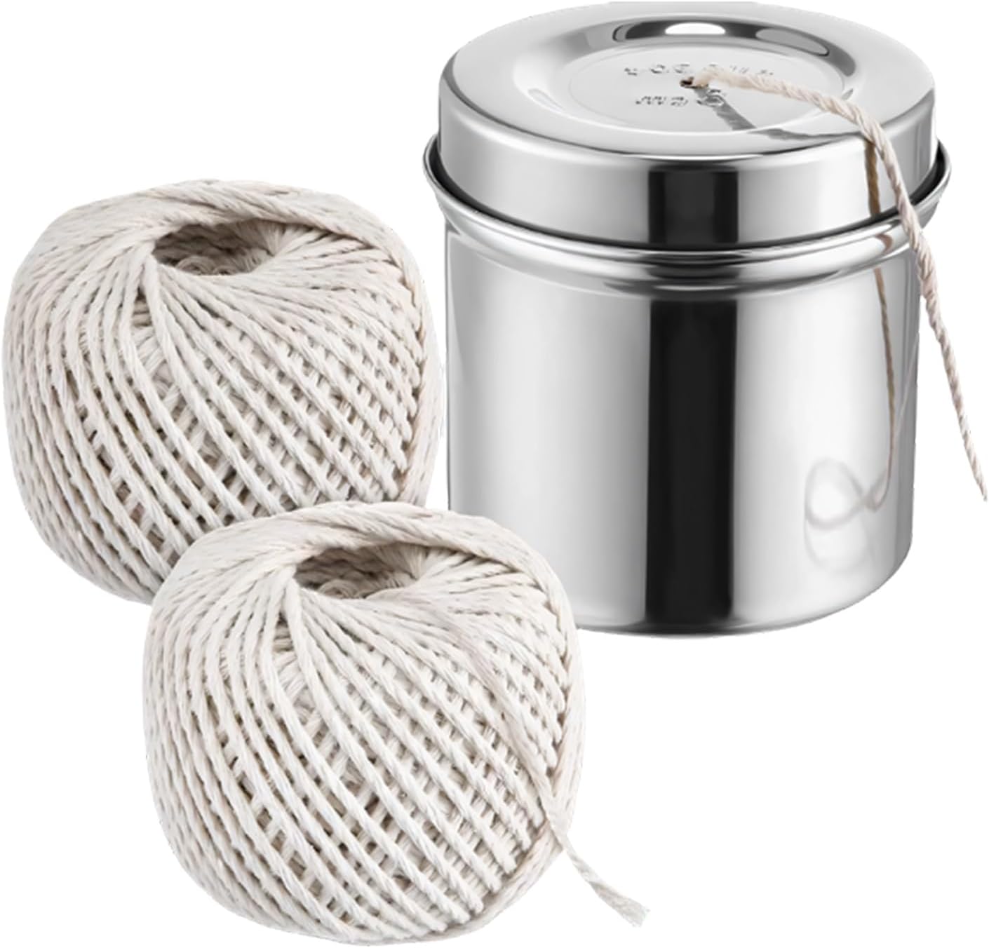 Steel Dispenser with 2 Rolls Cotton Twine Kitchen Turkey Trussing Tying String for Cooking Crafting and Gift Wrapping Butcher Twine for Roasting