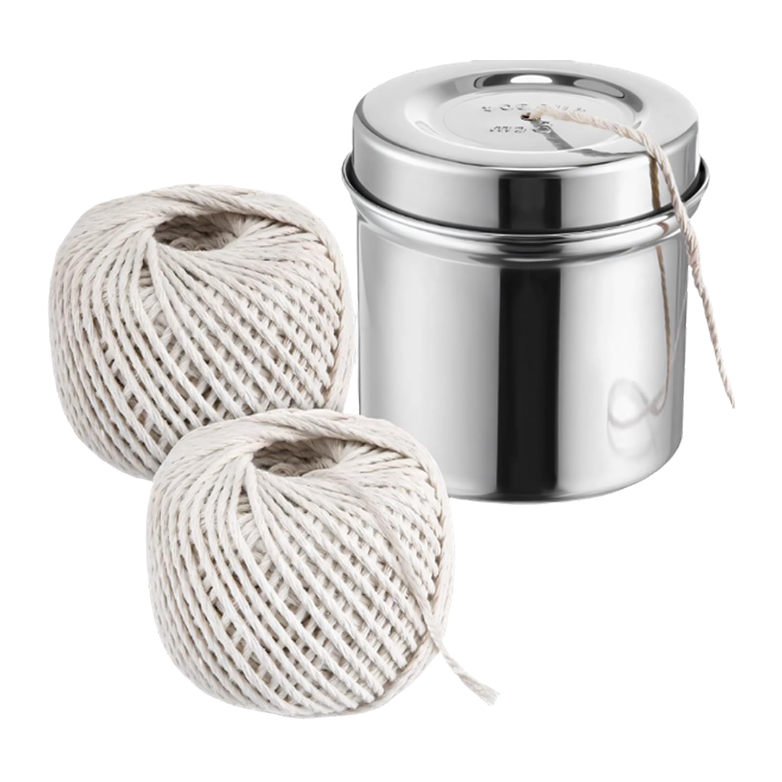2 Rolls Cotton Cooking String Butcher Twine Set with Steel Dispenser Center Pull for Tying Meats and Crafting Projects Cotton Cooking Twine