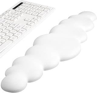Keyboard Cloud Wrist Rest PU Leather Keyboard Pad High Density Memory Foam Wrist Pad with Non-Slip Base for Typing Pain Relief Soft Keyboard Hand Rest for Home Office Laptop/Computer/Gaming