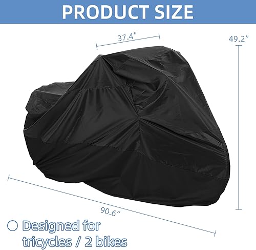 Miniatura 2 de Funda de triciclo para adultos, impermeable, para exteriores, fundas para bicicleta para 2 bicicletas, cubierta de bicicleta a prueba de polvo, sol,