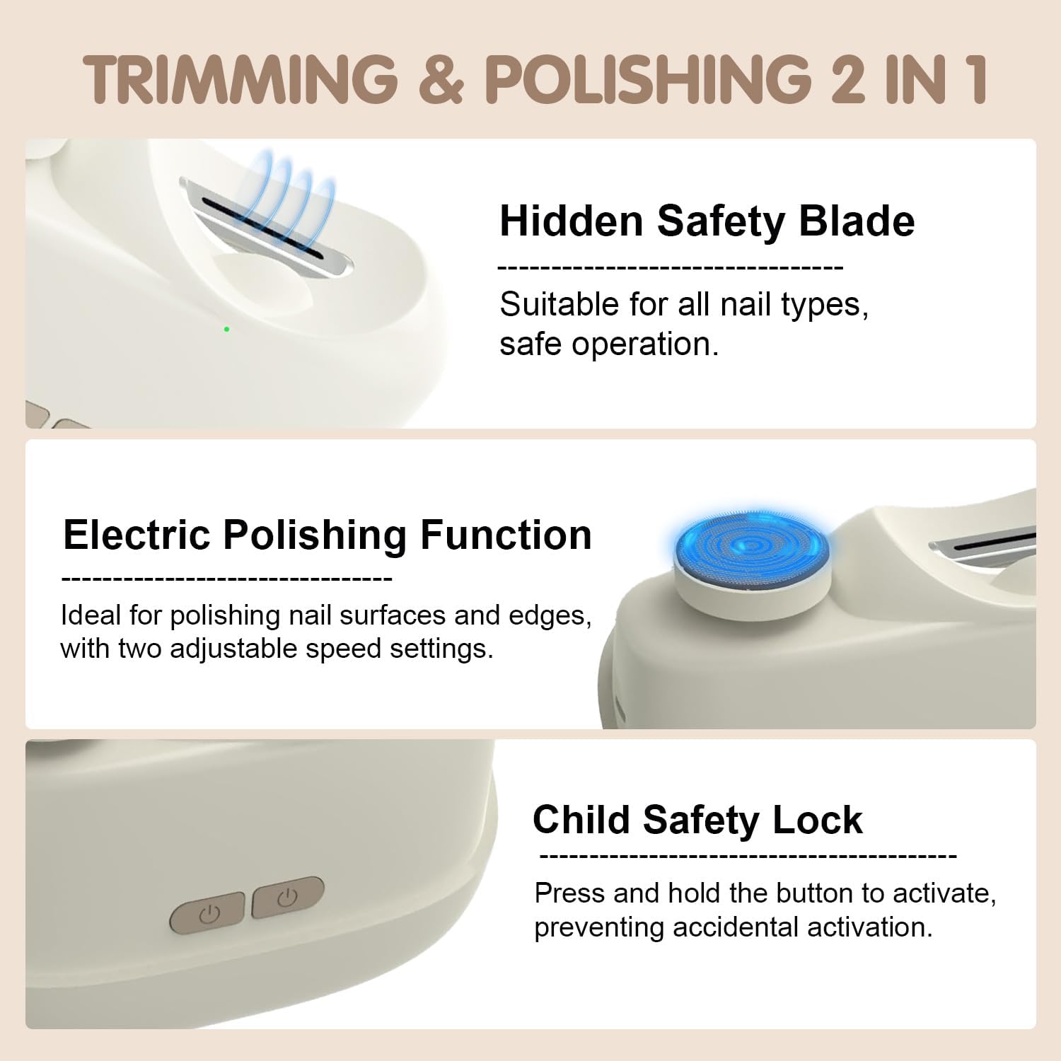 Electric Nail Clippers for Seniors,Smart Nail Clippers 2025 New 3 in 1 Electric Toenail Clipper with Polishing and LED Light,Smart Toenail Clipper 2 Adjustable Speeds for Adults,Baby (Pink)