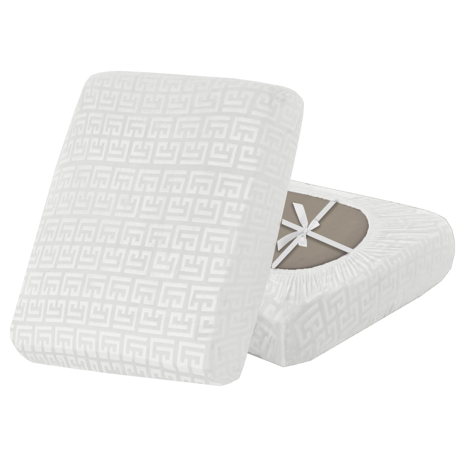 SYLC Stretch Sofa Cushion Covers Velvet Knurling, Non Slip Seat Covers for Sofas with Ties, Fitted Caravan Cushion Covers for Sofa/Settee/Couch/Motorhome (1pc Large 4-seat,White)