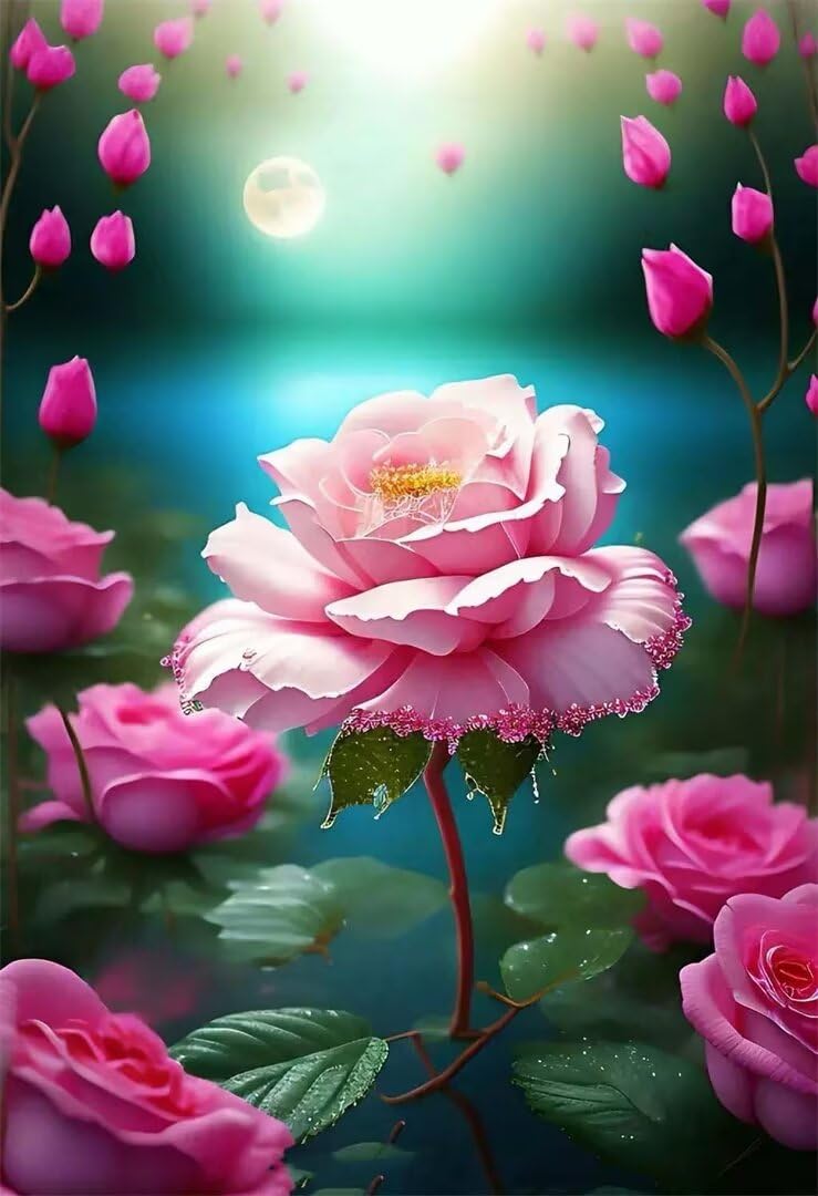 5D DIY Diamante Art Pintura kit Completo, Diamond Painting Adultos Niños Rhinestone Bordado de Punto de Cruz Artes Pintura Painting,Cuadros Decor para Cuarto, Sala de Estar - (Color del polen) 60x90cm