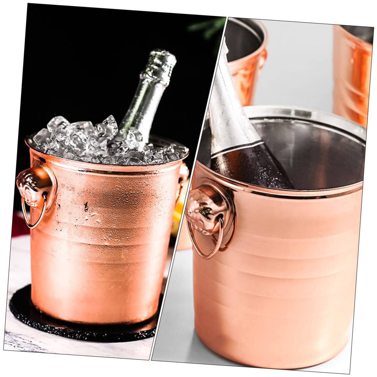 SECFOU Cubo de Hielo Portátil y Cubeta de Hielo de Acero Inoxidable Aislamiento Térmico Resistente a Rayaduras y Desgaste Diseño Moderno y Elegante para Enfriar Vino Cerveza o Cócteles