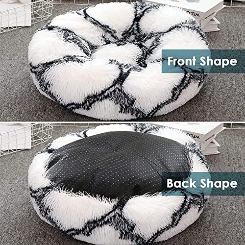 jiuzcare Hundebett Rundes PlüSch Katzenbett Haustierbett PlüSch Hundebett Katzenbett SchöNe Tierbett Super Weich Doughnut-Form Haustierbett FüR Katzen Donut Kissen Hundebetten FüR Kleine Hunde (Lila)