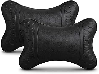 AdroitZ Pack of 2 Neckrest for Car Neck Pillow Headrest Pillow PollyFiber Filling Elastic Stripes Firm & Support Comfortable Long Drives Reduces Pain & Fatigue Stylish Seat Accessories for All Cars