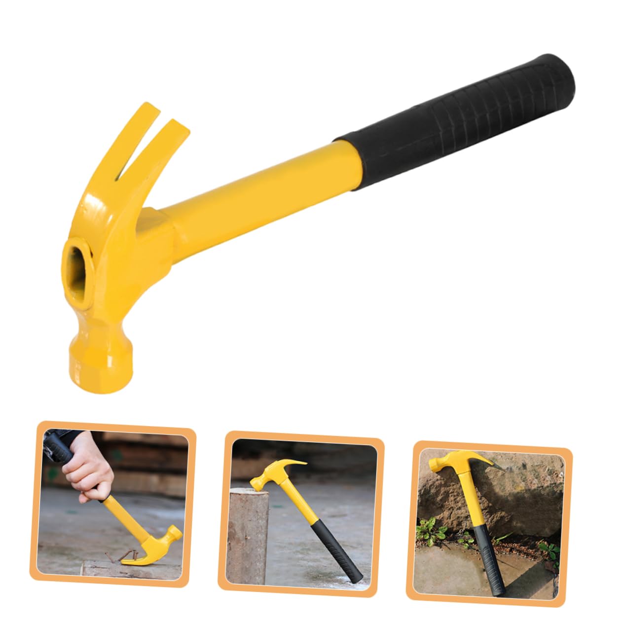 SEWACC Carpenter Nailing Hammer Integrated Claw Anti-skid Rubber Handle Sturdy Construction Fine Polished