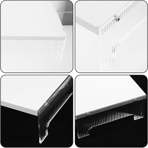 Miniatura 7 de Soporte elevador de monitor acrílico con patas para almacenamiento de computadora y portátil, organizador de escritorio para reducir la tensión del