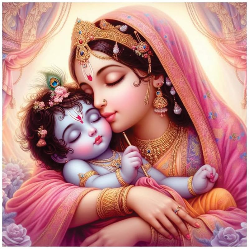 Image of British Terminal Cute little Bal Gopal Baby God Krishna| Kanha Ji | Laddu Lord Makhan Chor Painting Religious Poster for Pregnant Women for wall (matt thin vinyl,sticker,multicolor,unframed)| bj268