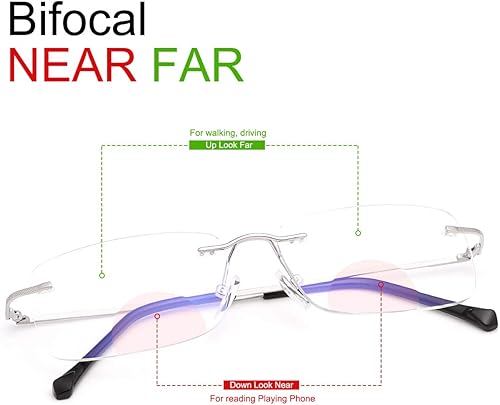 Miniatura 2 de Anteojos de lectura bifocales transparentes sin marco, con bloqueo de luz azul, lectores para hombres y mujeres, unisex, muy cerca de doble uso,