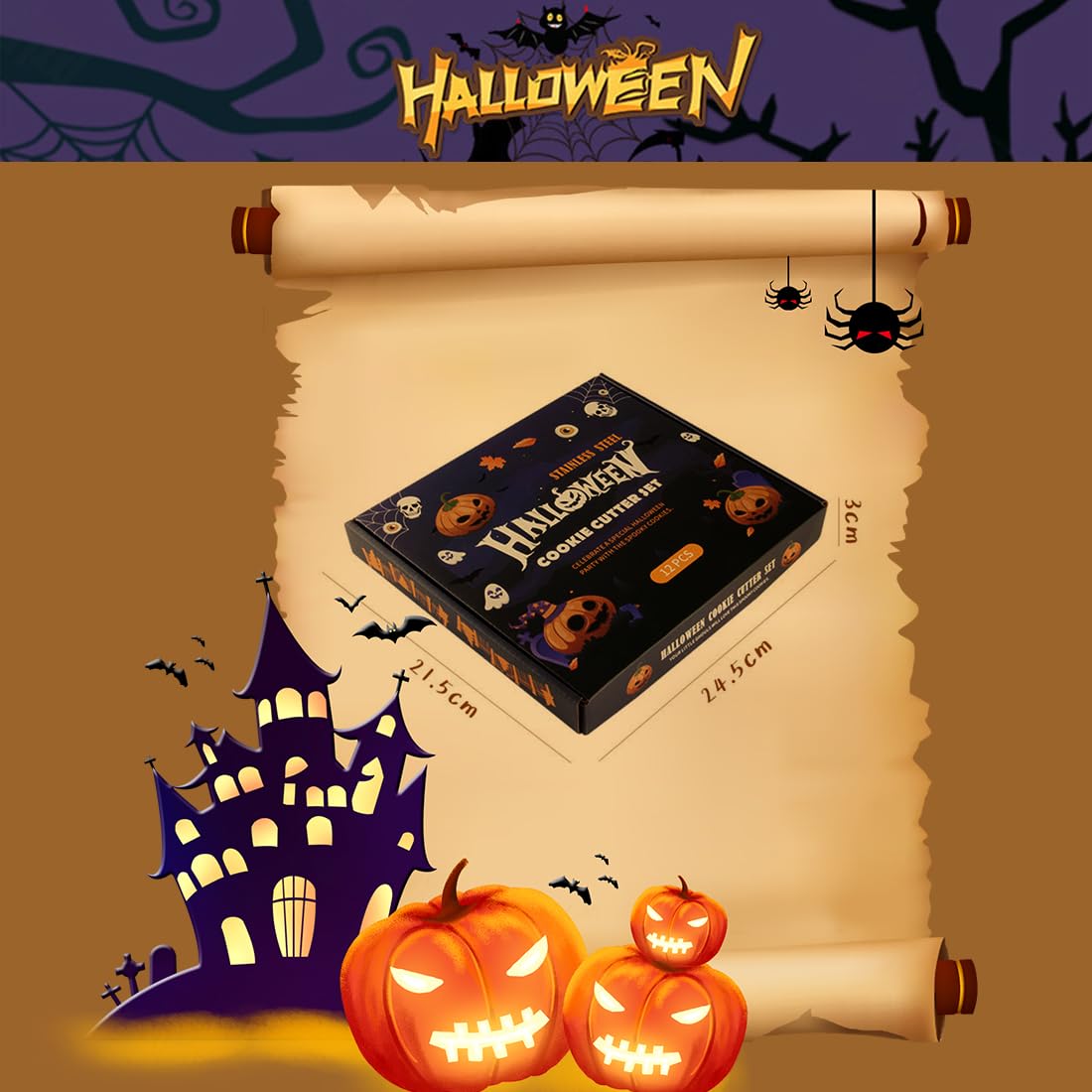 12-teilige Halloween Ausstechformen - Kürbis, Fledermaus, Geister Für Kekse