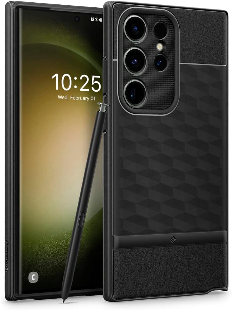 CASEOLOGY by Spigen Parallax Back Cover Case Compatible with Samsung Galaxy S23 Ultra Case (TPU and PC | Matte Black)