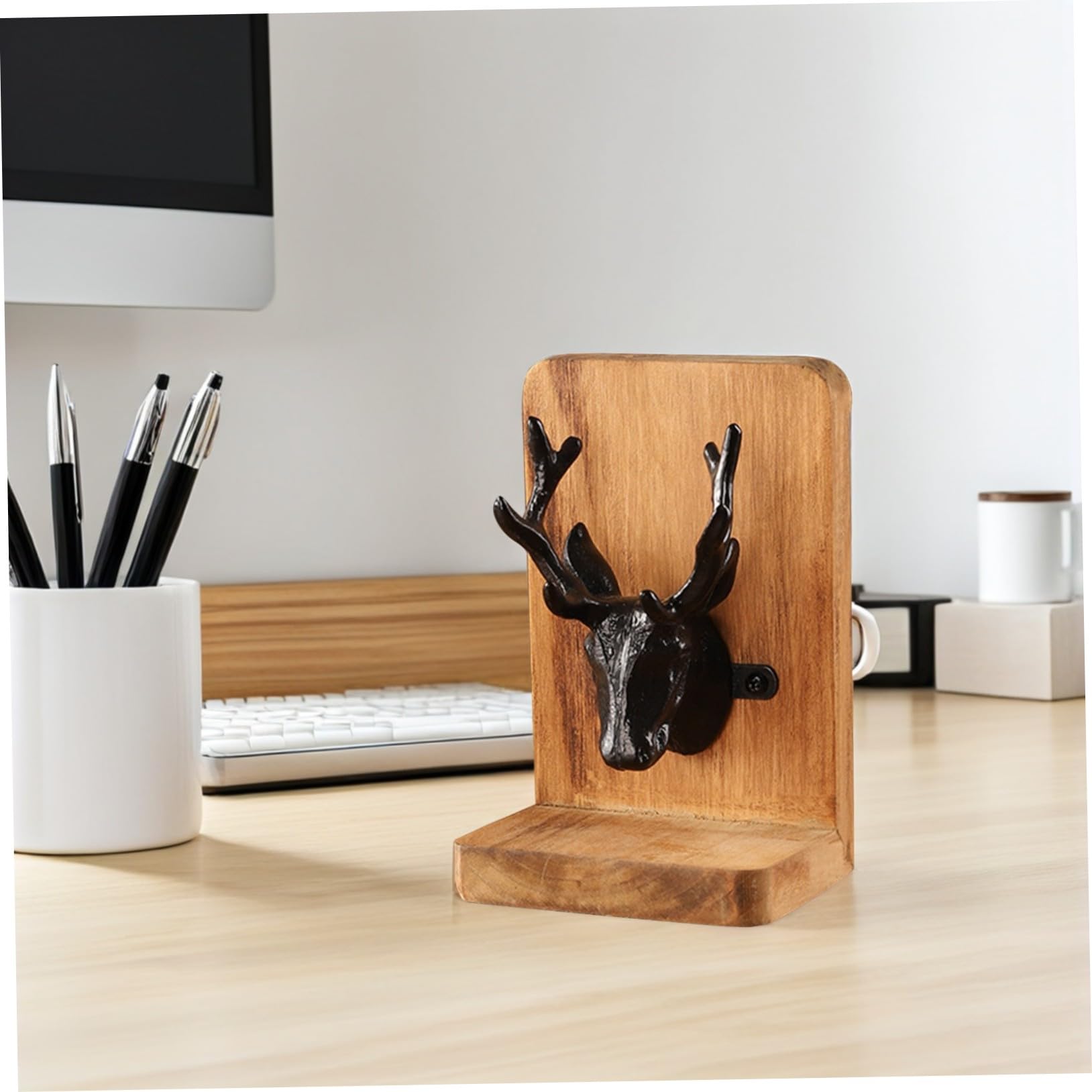 Operitacx Sujetalibros De Estilo Nórdico Sujetalibros De Madera Decorativos para Estantería Uso o Oficina para Libros Pesados