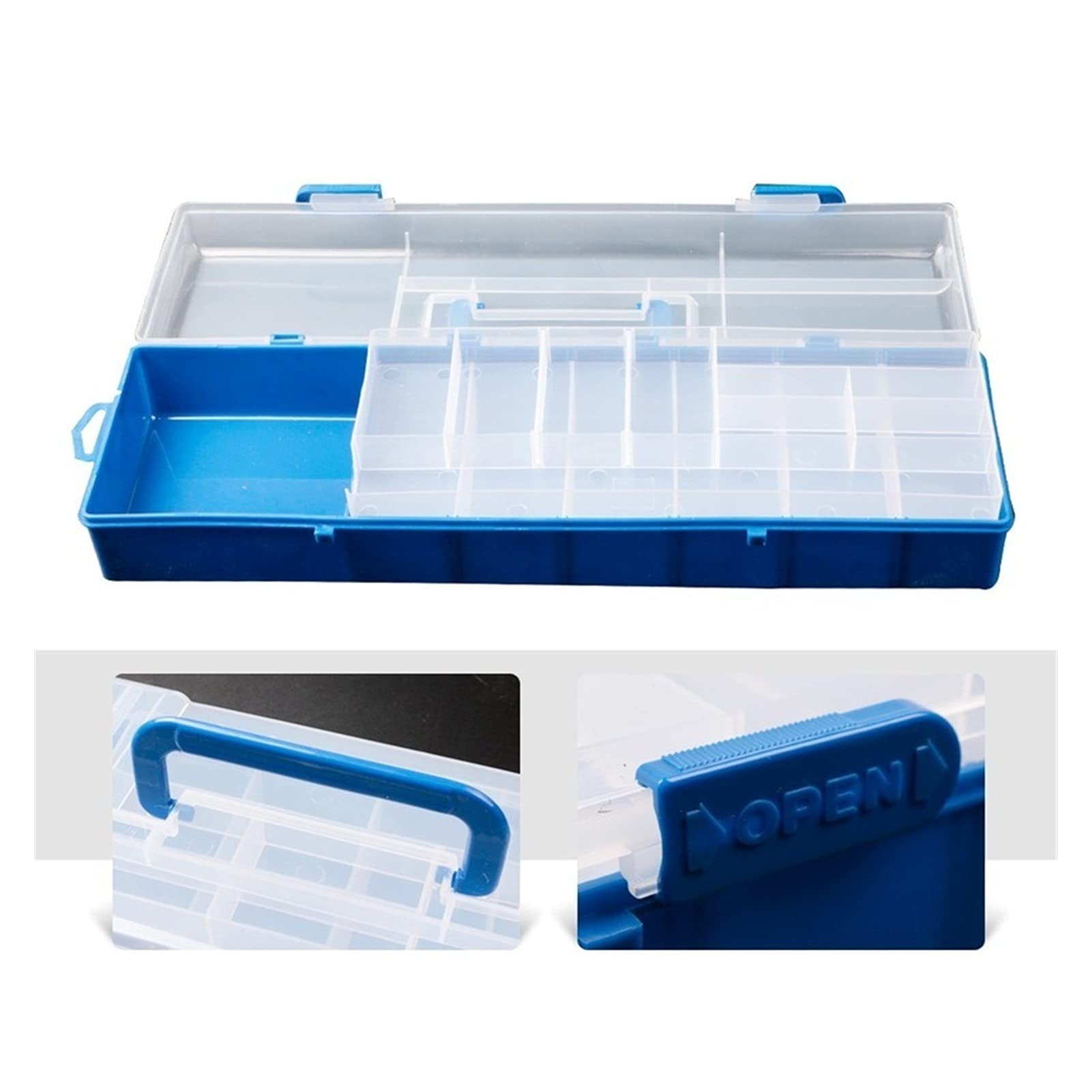 Aufbewahrungsbox für Karpfenangelhaken Doppelaufbewahrungsbox Köderkasten Angelausrüstung Tragbare Aufbewahrungsbox Angelgerät Zubehör Aufbewahrungskoffer Köderbehälter (Color : Blue)