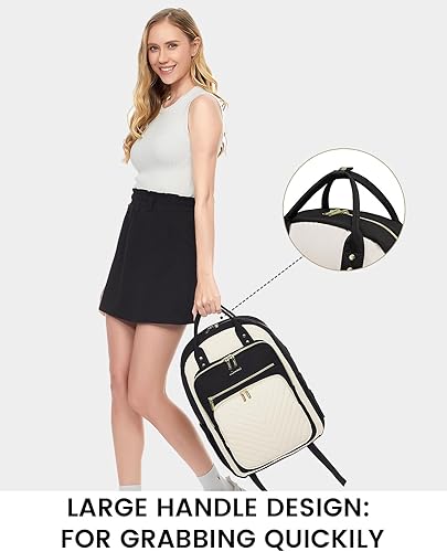 Miniatura 6 de LOVEVOOK Mochila para laptop para mujer, mochila de trabajo de moda con puerto USB, mochilas impermeables para el trabajo., negro, beige