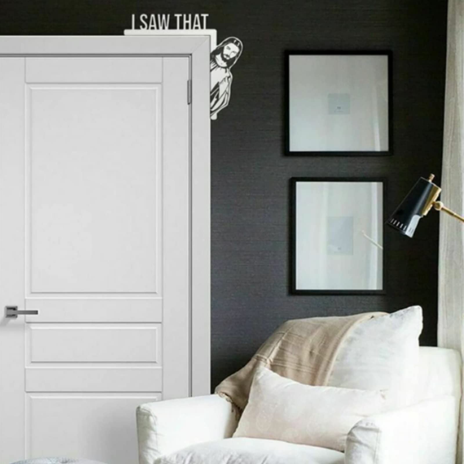 2 Cadres Porte 'I Saw That Jesus' - Déco Maison Drôle Et Autocollants Créatifs