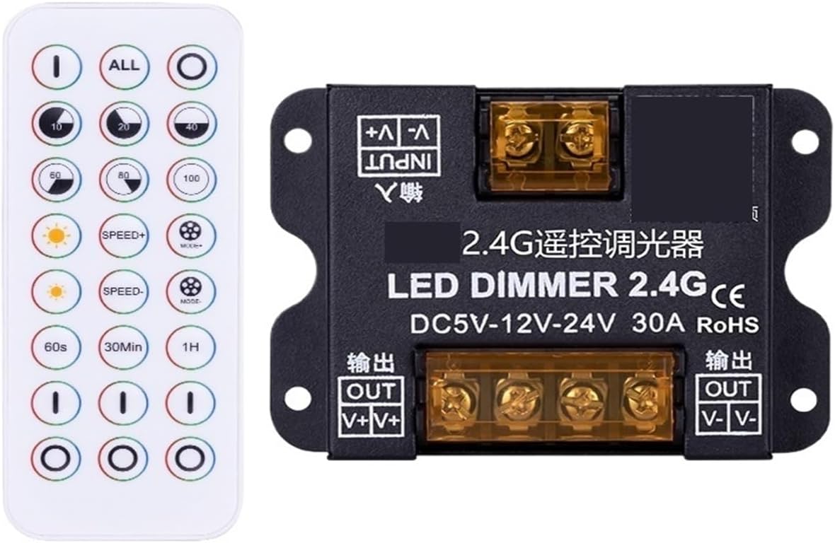 2.4G Packet synchronous dimmer Low Voltage 12V24V Light Strip Module Remote Control Brightness Adjustment Controller LED dimmer Controller(2.4G dimmer with Remote Control)