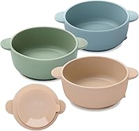 Vista 1 de Cuencos para bebés con succión, paquete de 3 suministros para destete dirigido por el bebé, cuenco de comida de silicona suave para bebés, niños