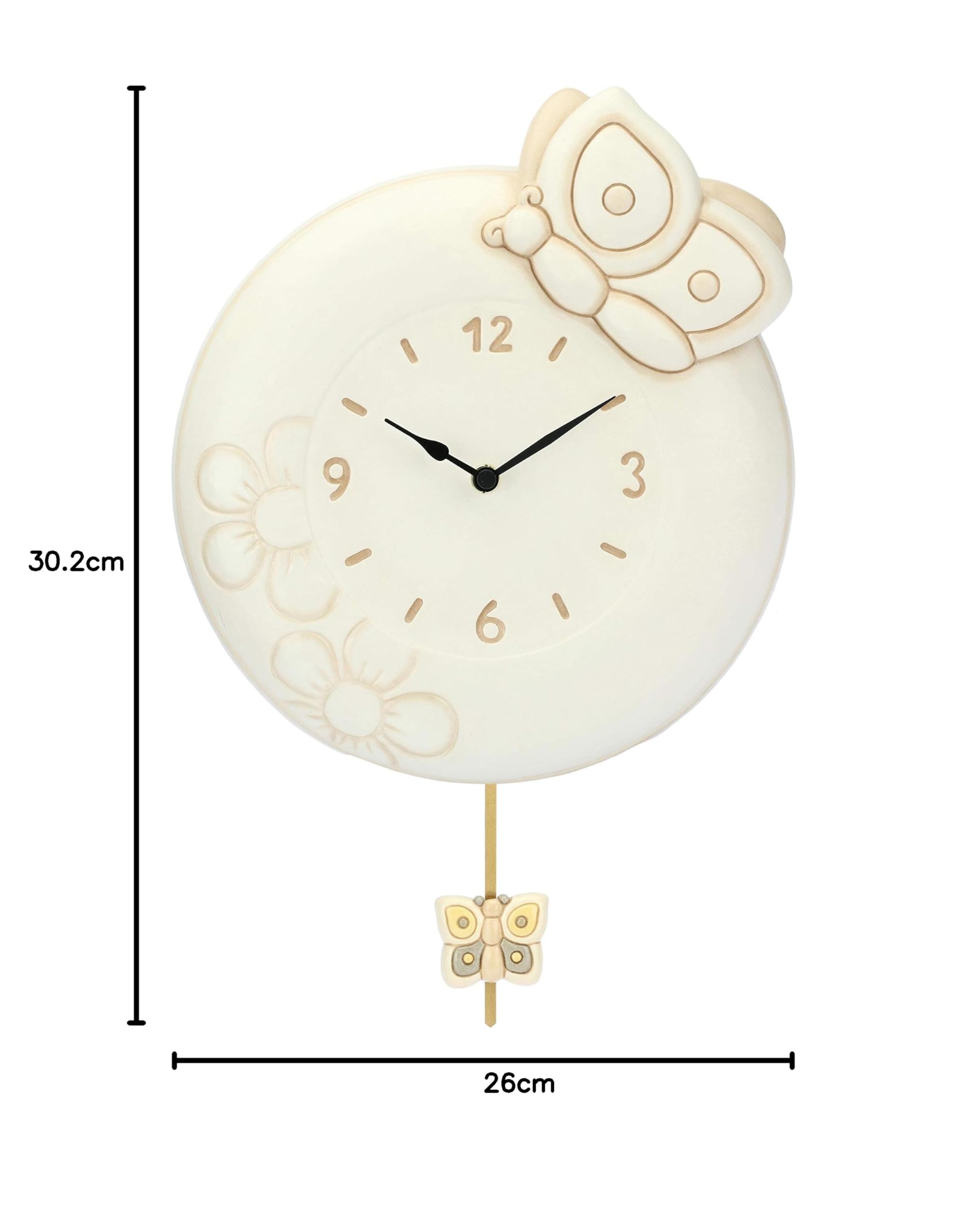 THUN - Orologio a Pendolo - Living, Arredare la casa - Idea Regalo - Linea Elegance - Ceramica, Meccanismo in Plastica - 30,2x6,17x26 cm h