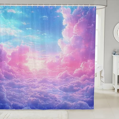 Miniatura 19 de Cortina de baño bohemia con diseño floral retro de 72 x 78 pulgadas, 70 pulgadas, diseño de flores hippie de los años 70, cortina de ducha bohemia