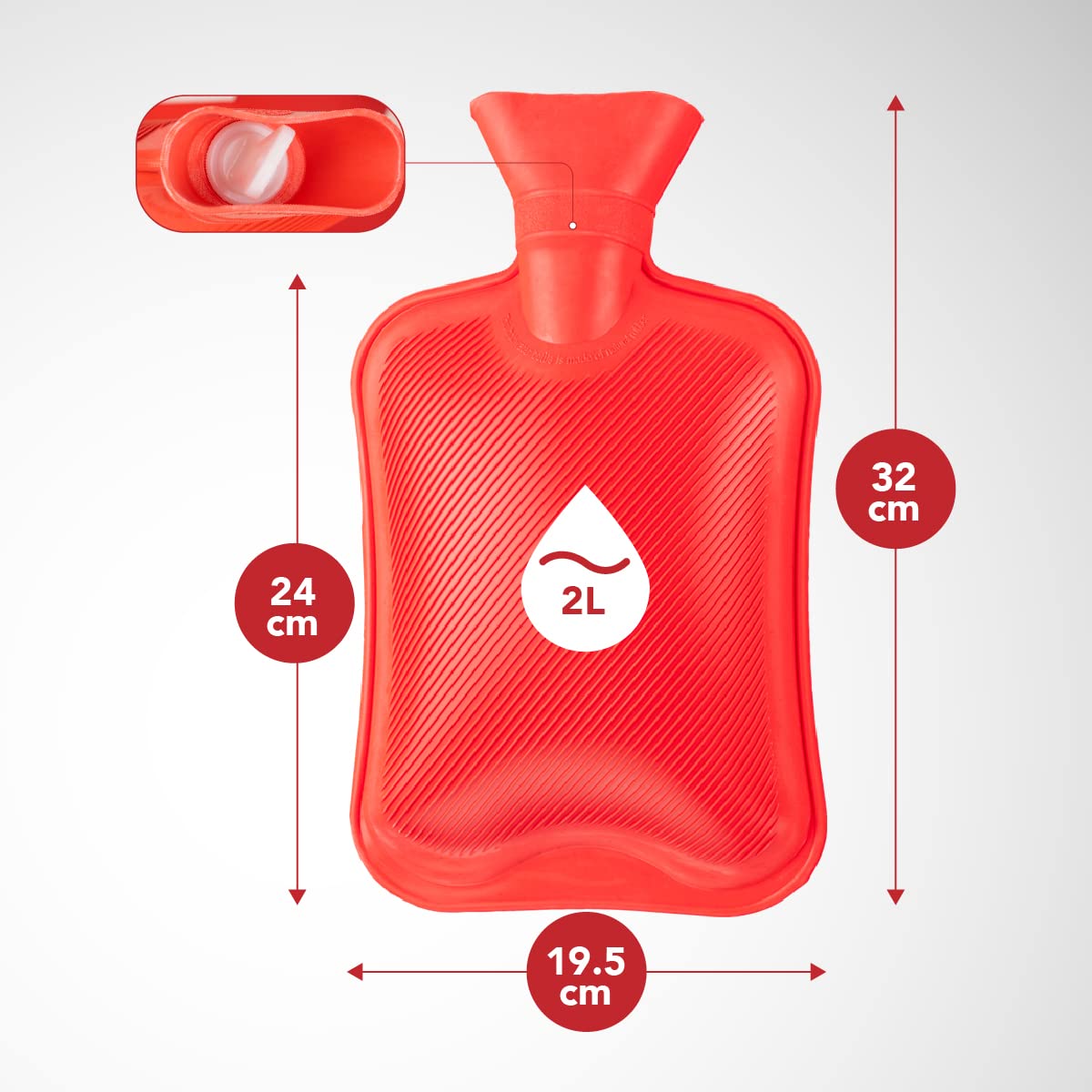 Confezione da 3 bottiglie di acqua calda – 3 bottiglie di acqua calda in gomma naturale da 2 litri – borsa dell'acqua calda perfetta per alleviare il dolore (rosso, blu e viola)