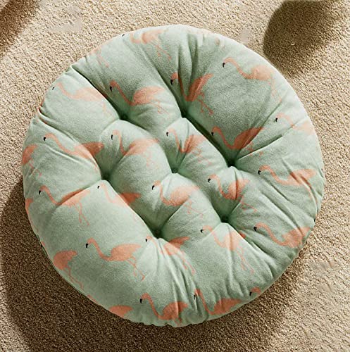 Round Soft Seat Cushion Cotton Comfortable Office Chair Seat Cushion Decorative Pillow Outdoor Padded Garden Patio Home Kitchen Dining Room Bedroom Car Seat Cushion Sofa Pillow (Green Flamingo) #TOP11