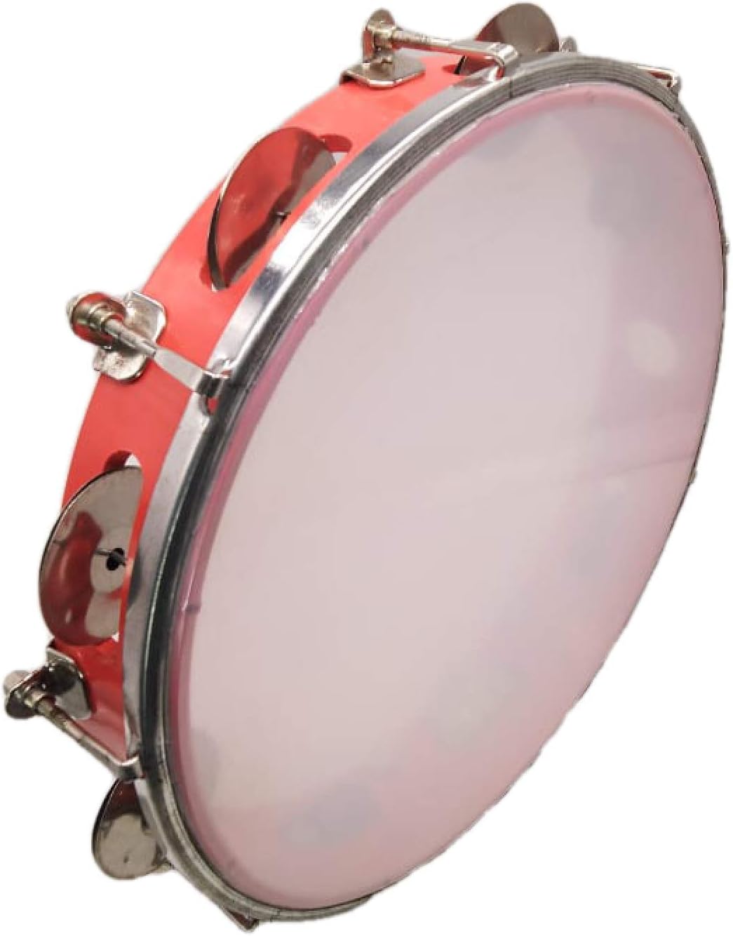 Handmade Wooden Tambourine/Dafli [Red color - 10"] - Traditional Indian Musical Instrument by Awarded Indian Artisan