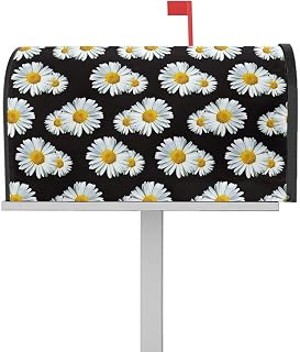 Mailbox Cover Magnetic White Daisy Flower Mailbox Covers Standard Size 21x18in,Mailbox Covers Wrap Post Letter Box Cover for Garden Yard Outdoor Decor Garden Plant Black