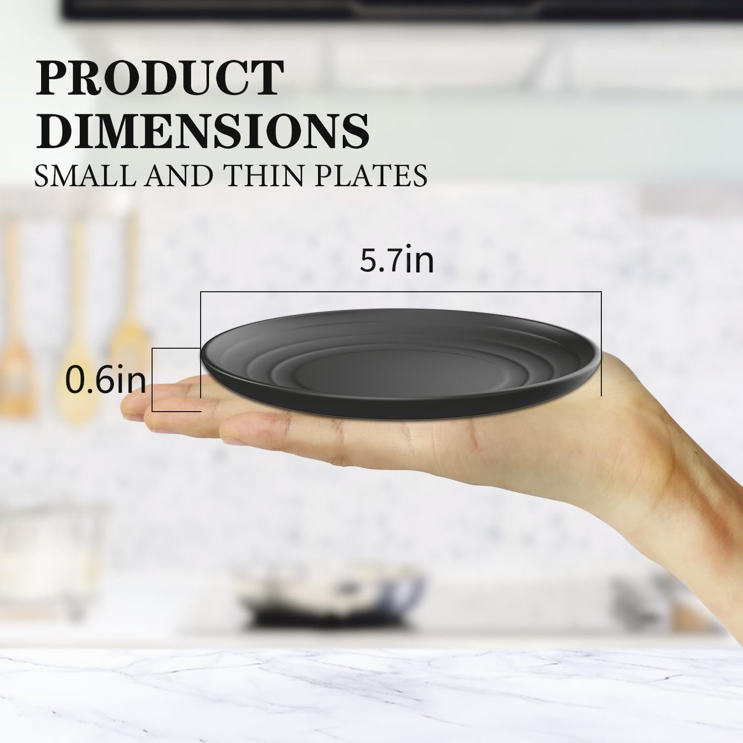 5.7 In Dessert Plates Set of 8, Unbreakable Appetizer Plates(Black)