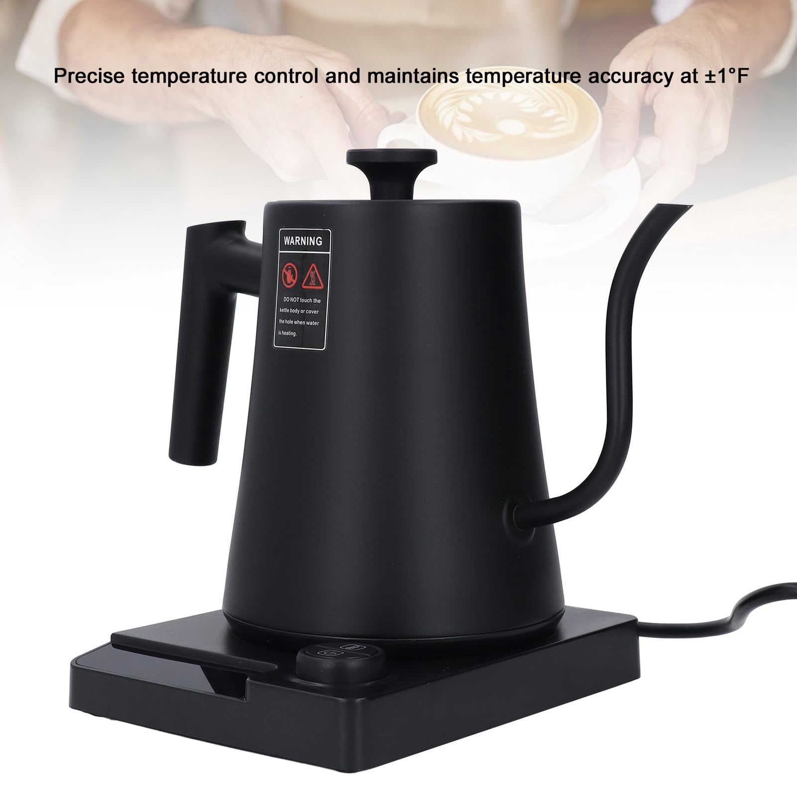 Hervidor eléctrico de cuello de cisne de 1200W, 1000ML Pantalla LCD Hervidor de acero inoxidable de calentamiento rápido con control de temperatura, mantiene caliente 8 horas (EU)