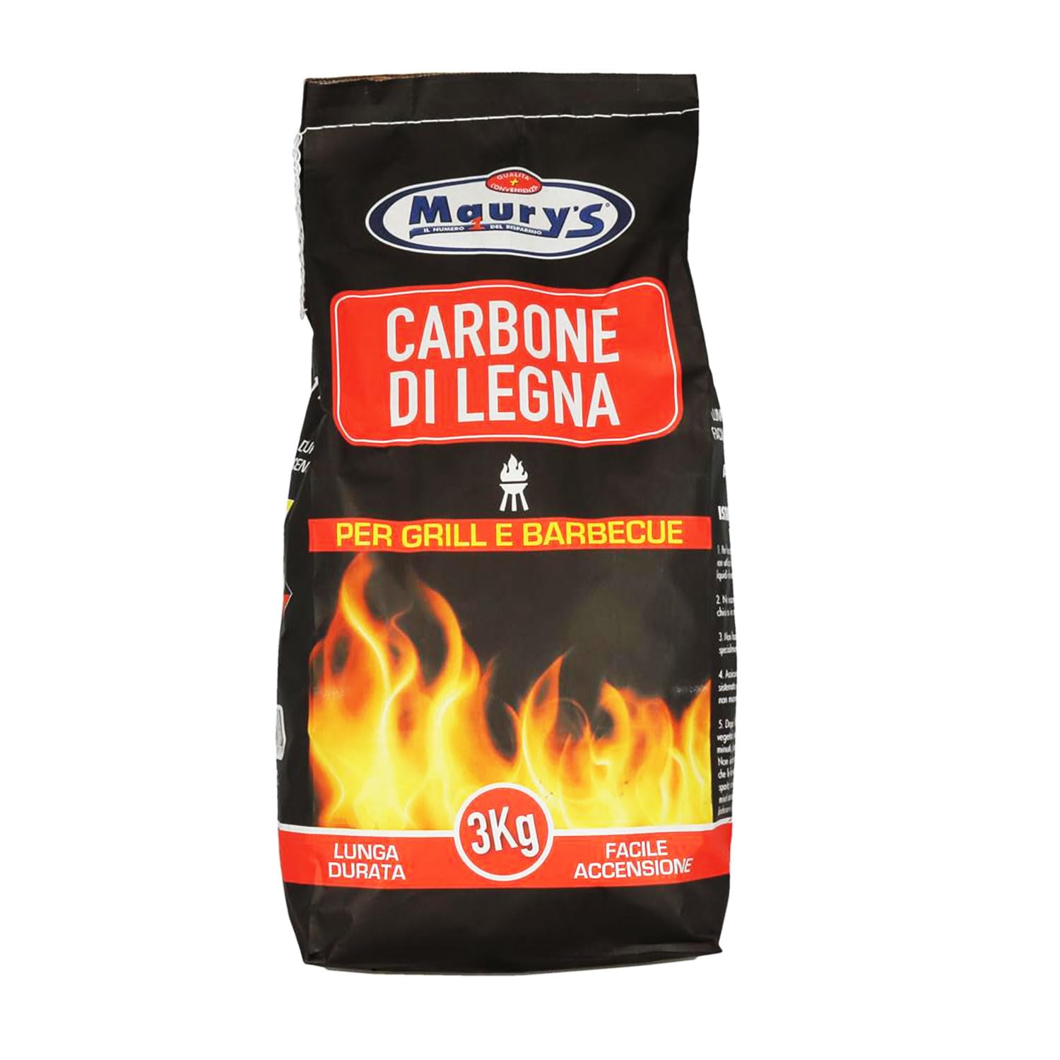 Maury's Set 9 Confezioni di Carbone in Legno Naturale da 3 Kg l'uno Pezzi di Carbone Nero Ideale per Barbecue, Camino e Grill per una Cottura Autentica