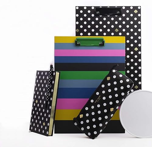 Miniatura 8 de Kate Spade New York Folio para portapapeles con clip de perfil bajo patrón profesional negro que incluye bloc de notas forradas bucle para bolígrafo