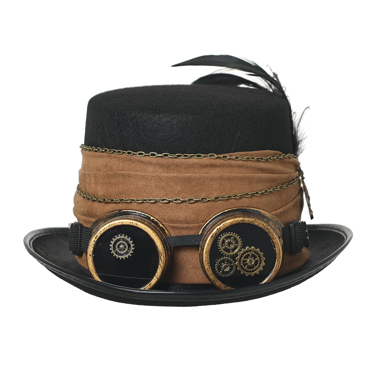 GRACEART Unisex Steampunk Top Hat Halloween Costume Hat Fancy Dress Accessory With Goggles and Gears