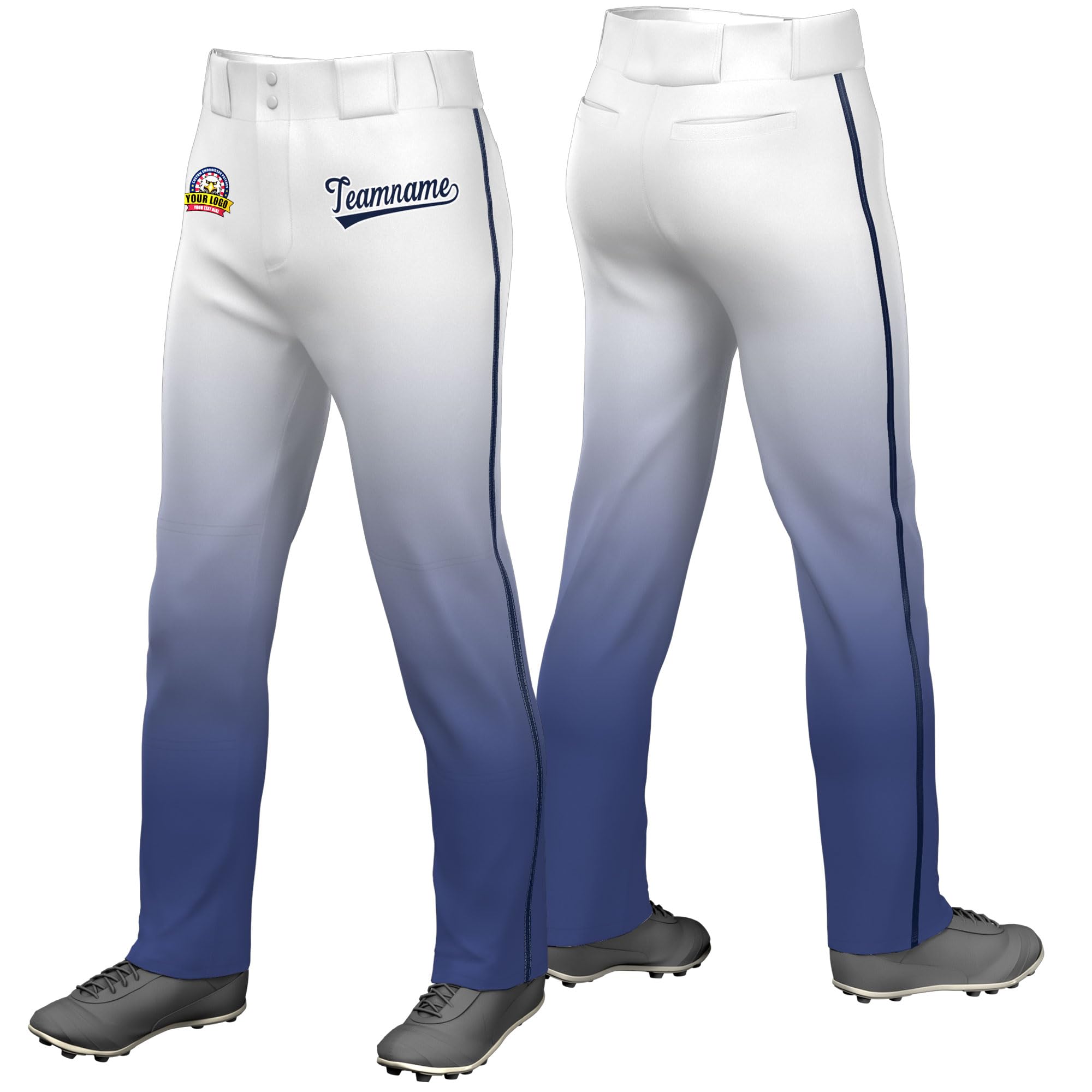 KXK Men’s Gradient Baseball Pant with Side Piping,Personalized Classic Pants,Custom Logo &Name