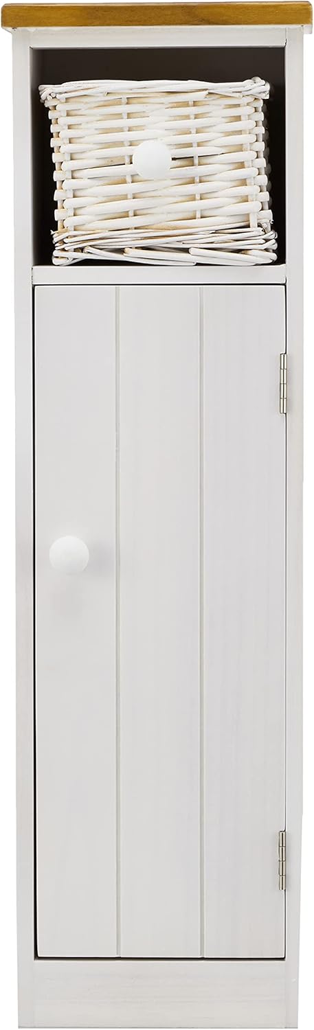 Hagiwara MTR-6437 Toilet Rack, Toilet Storage Shelf, Finished Product, With Basket, Slim, Open Door, White