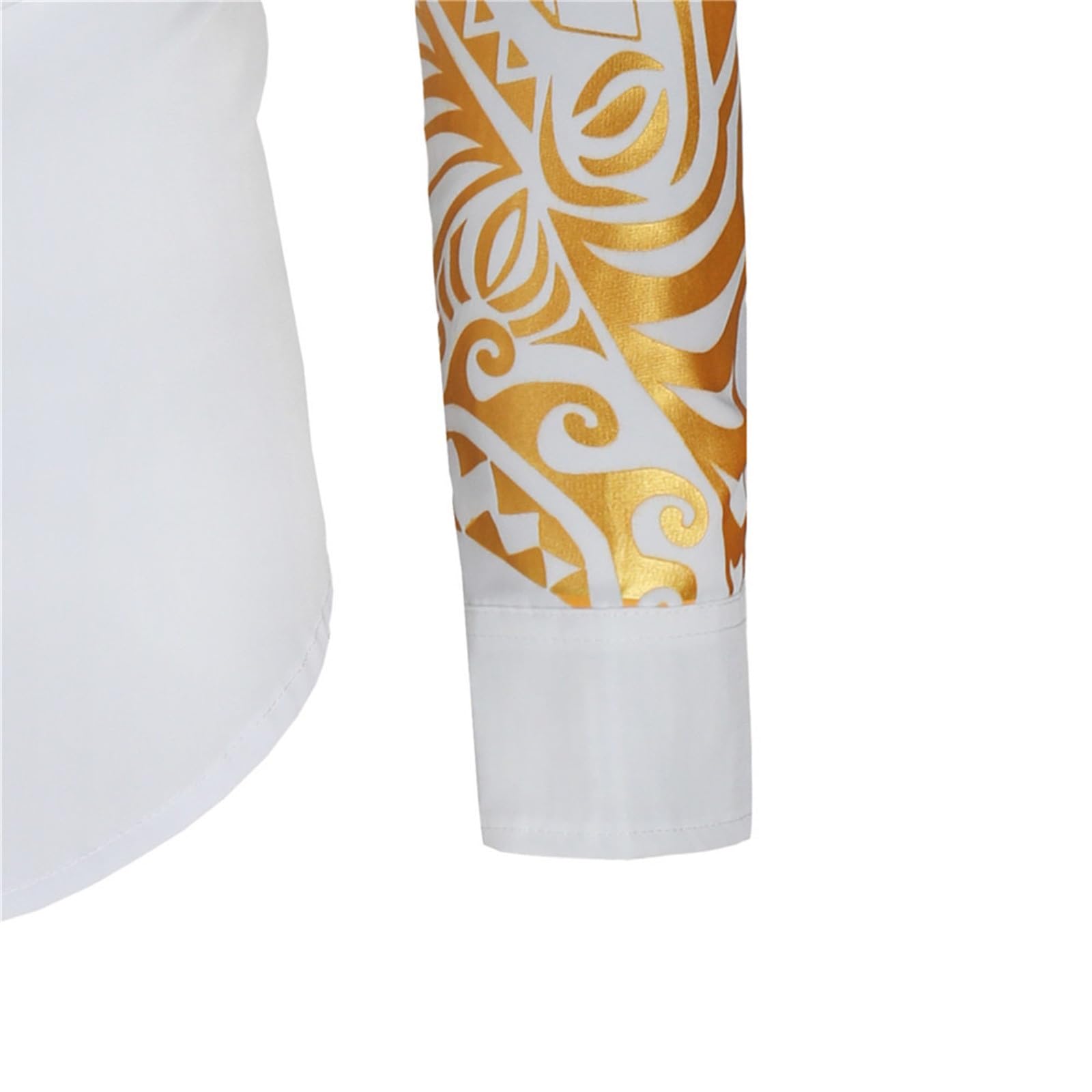 Generisch Chemise pour homme, coupe ajustée, à manches longues, imprimé feuille d'or