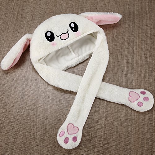 JSVER Grappige pluche Konijnenhoed met bewegende Oren Pet dierenhoed Hoofddeksels Kostuumaccessoire Oren die opduiken bij het indrukken van de poten - Image 6
