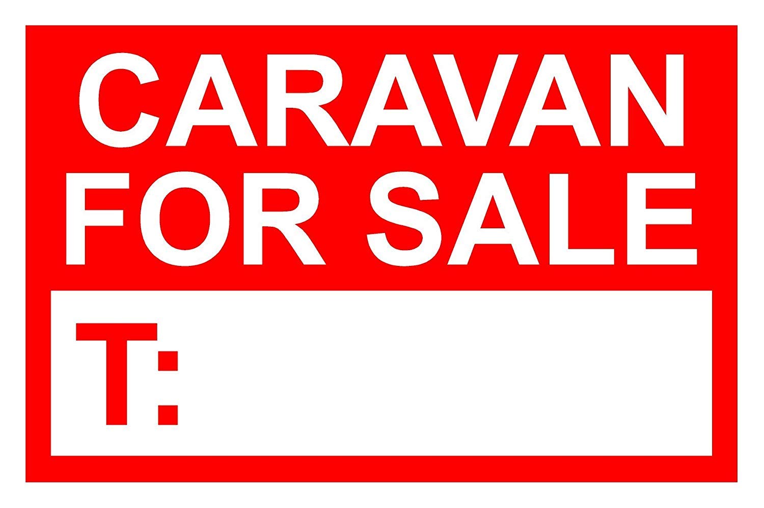 Caravan For Sale Correx Sign 300mm x 200mm. Red/White.