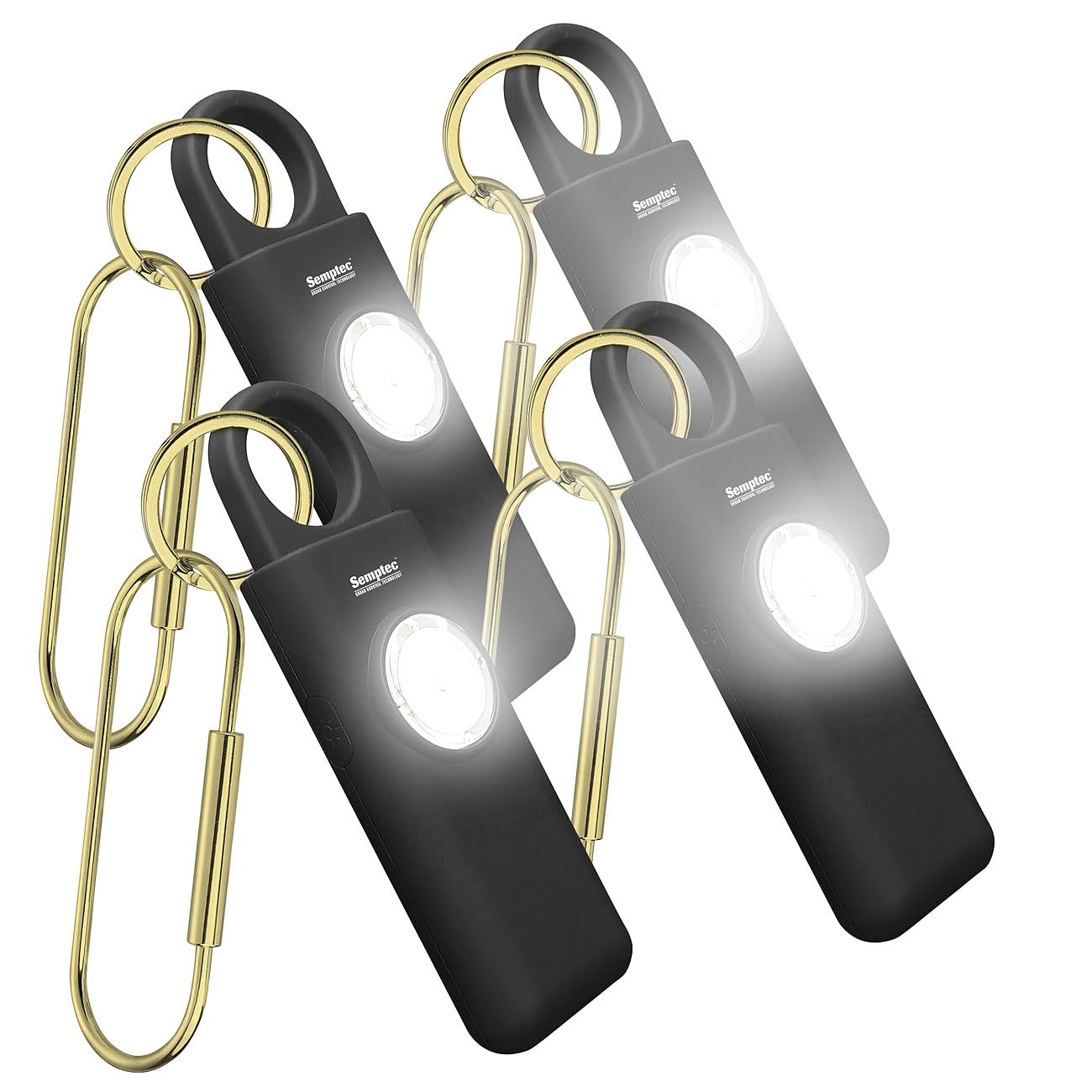 Semptec Urban Survival Technology Reisealarm: 4er-Set Selbstverteidigungs-Schlüsselanhänger, 130 dB, Taschenlampe (Alarmanlagen für unterwegs, Selbstverteidigungsalarme, Selbstverteidigung)