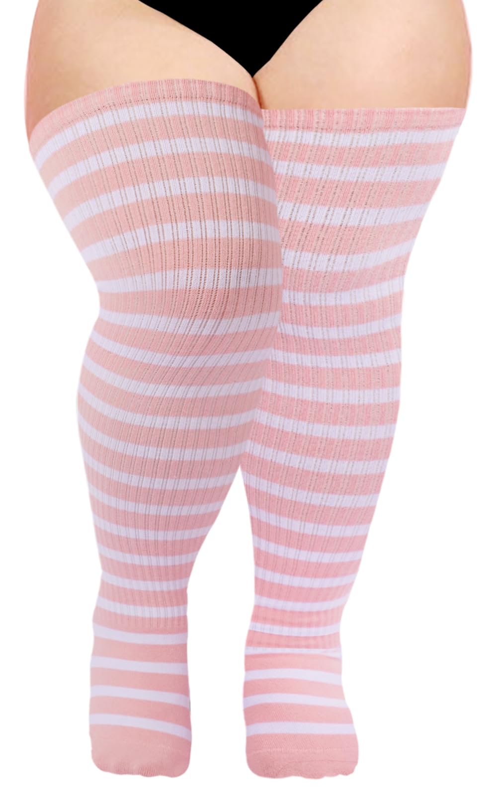 Moon Wood Plus Size Thigh High Socks for Women Knit Cotton Extra Long Halloween Over the Knee High Socks Leg Warmers