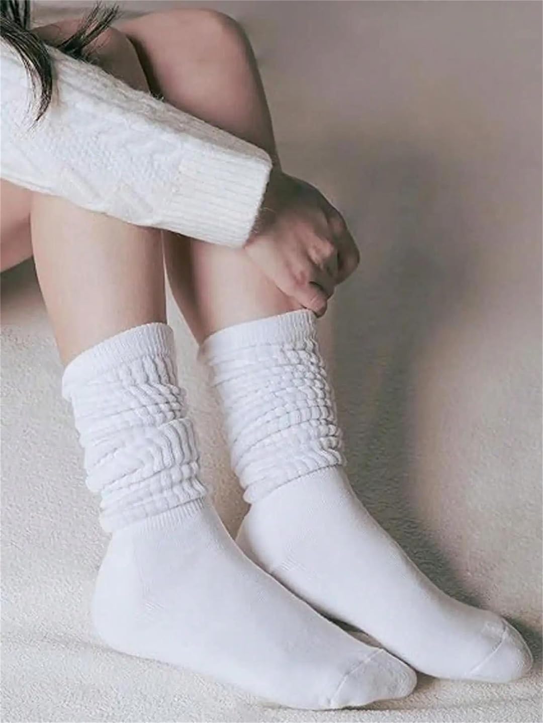 8 Pairs Women Slouch Knit Socks Scrunchy Style Crew Tube Daily Casual Hosiery