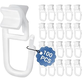 Redamancy Pack of 100 Curtain Hooks X-Gliders for Curtain Rails 6 mm Standard Size Curtain Gliders Curtain Hooks for Rails Curtain Hooks for Curtain Rail Glides Quiet and Reliable