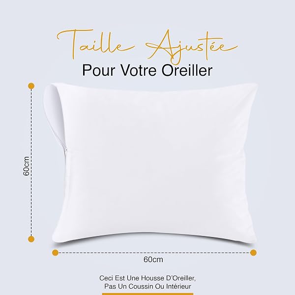 Utopia Bedding Protège Oreiller 60x60 cm (Lot de 4) Imperméable avec Fermeture Éclair, Housse Oreiller, Certifié Oeko-TEX Taie Oreiller - 2