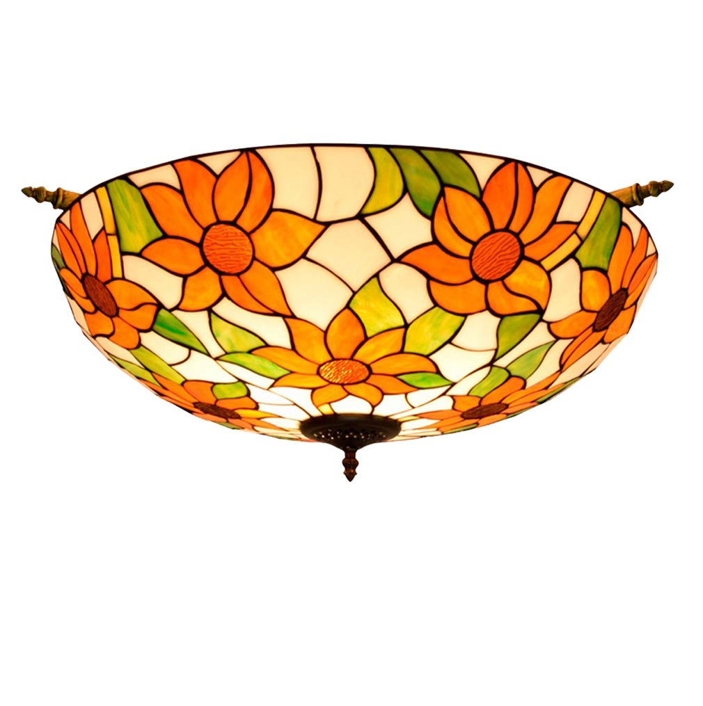 YNIYUJKL Tiffany-Style Semi-Ceiling Light 22-Inch Sun Flower Ceiling Lamp Stained Glass Ceiling Lamps For Living Room Bedroom Aisle Corridor Ceiling Light