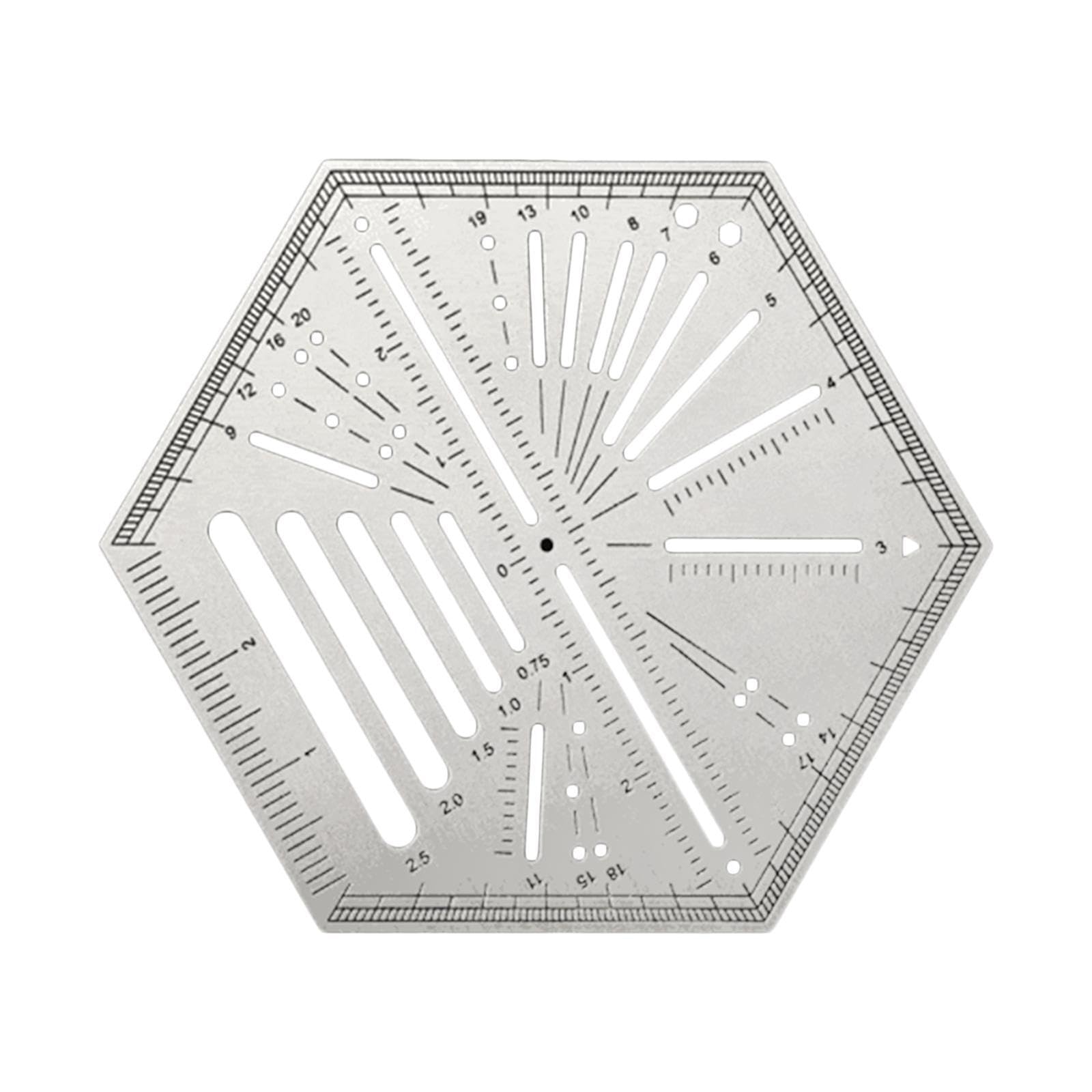 PIXZCSA Hexagonal Ruler Strong Ruler Designed for Quilting Accuracy While Using Multifunctional Principles 6.2cmx7.2cmx0.06cm/2.44inch X 2.83inch X 0.02inch.