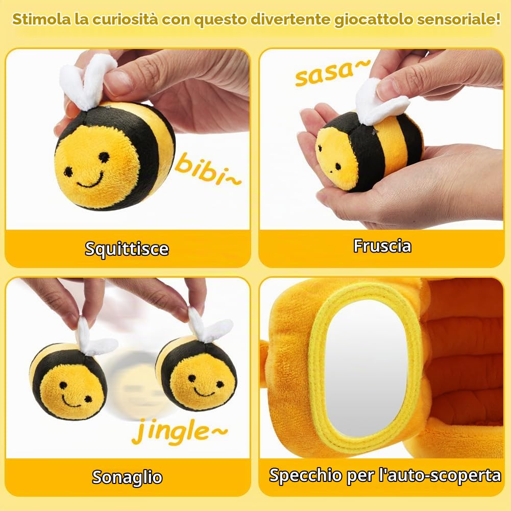 Vicloon Giochi Neonato-Alveare Morbido, dai 6 ai 12 Mesi, Morbido Giocattolo a Forma di Alveare con 5 api Sensoriali, Regali di Compleanno/Pasqua/Natale per Neonati(Alveare Morbido)
