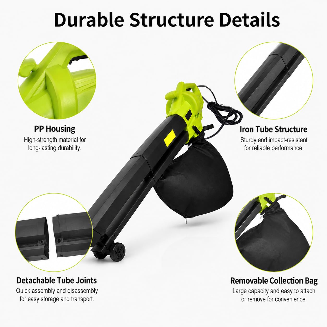 Soffiatore/Aspiratore Foglie Elettrico 3 in 1, Soffiatore da Giardino 3000W