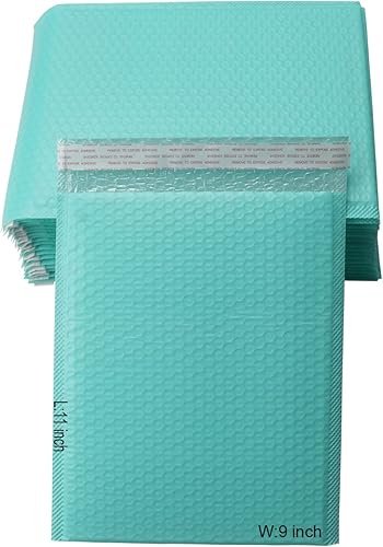 Miniatura 1 de MEIANJU - Sobres acolchados de polietileno de 11 x 9 pulgadas, bolsas de correo de embalaje pequeño, suministros de negocios, azul lago, 25 unidades
