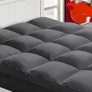Mattress Topper Full for Back Pain, Extra Thick Mattress Pad Cover, Plush Pillow Top, Deep Elastic Pocket, Grey